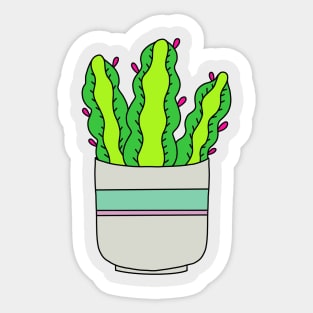 Cute Cactus Design #201: Flowering Succulent In Shabby Chic Pot Sticker